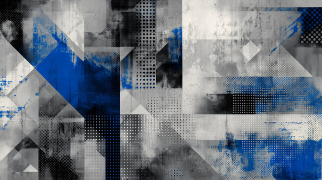 青とホワイトの斜線構成、動きのあるアブストラクト