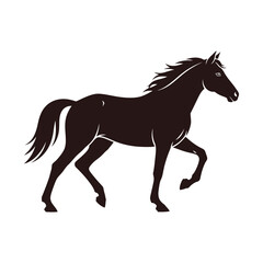 Obraz premium Silhouette of a horse walking showing its legs mane and tail.