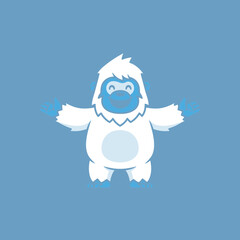 Cartoon yeti character with outstretched arms and a light blue body.
