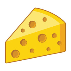 Swiss Cheese Wedge Cartoon Illustration