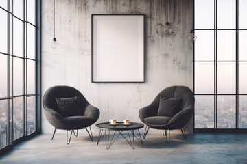 Modern loft interior with large windows (1)