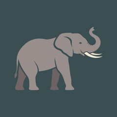 Obraz premium An elephant illustration stands with tusks and trunk raised.