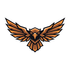 Obraz premium A stylized brown bird with outstretched wings is depicted in a symmetrical design.