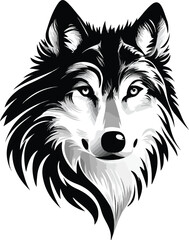 Gray scale wolf head illustration
