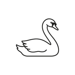 Fototapeta premium A swan illustration depicted in black lines showing the bird's outline.