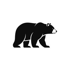 Fototapeta premium A black silhouette of a bear standing with a white highlight on its face.