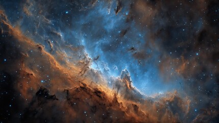 Fototapeta premium Vibrant celestial nebula with stunning colors and stars creating a dynamic cosmic scene