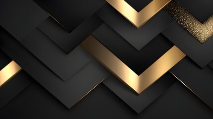 Abstract geometric pattern of black and gold shapes.