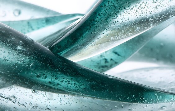 Abstract Glass Shapes Creating a Tranquil Blue Ocean