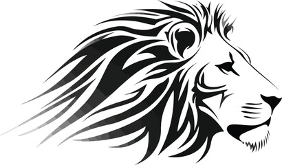 Lion head profile stylized illustration