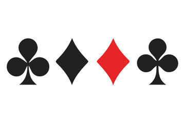 Poker playing cards vector illustration with four aces of spades, hearts, clubs, and diamonds isolated on white