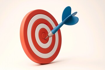 Red and White Target Board with Dart in Bullseye