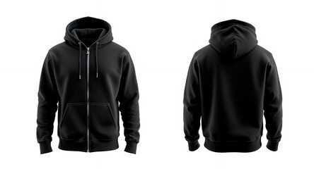 Black Zip-Up Hoodie Premium Quality, Comfortable Stylish Fleece Sweatshirt