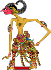 Vector illustration, modification of the form of the wayang character Wisanggeni.