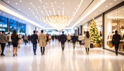 Blurred Luxury Store Interior with Customers