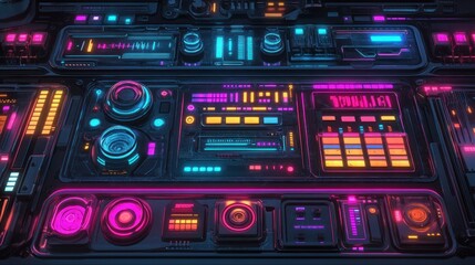 Obraz premium Futuristic colorful electronic control panel