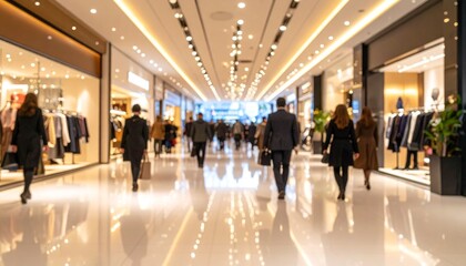 Blurred Luxury Store Interior with Customers