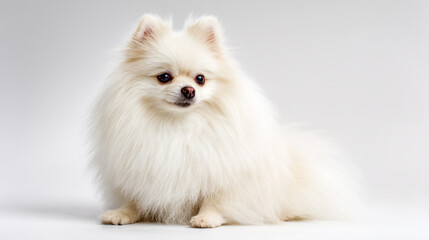 Fototapeta premium Pomeranian dog photograph, white background