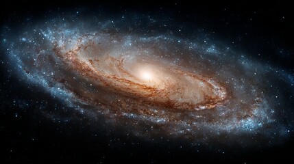 Fototapeta premium Stunning spiral galaxy in deep space with bright core and swirling cosmic dust patterns