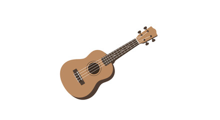Fototapeta premium Light Brown Wooden Ukulele on Pure White Background