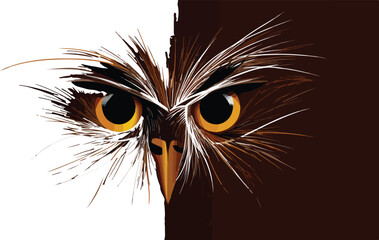 Owl face close up artistic graphic design