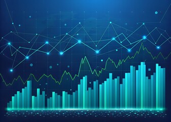 Naklejka premium Abstract blue illustration depicting financial charts and graphs representing business data and market analysis for strategic growth