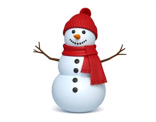 Snowman with red hat and scarf