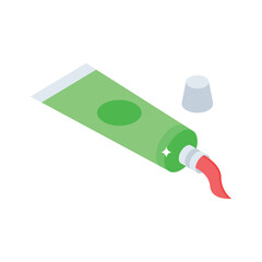 A customizable isometric icon of thick oil paint tube