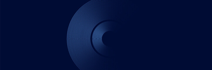 Abstract blue geometric lines glowing on dark blue background. Modern shiny blue circle lines pattern. Futuristic technology concept. Suitable for cover, poster, banner eps 10.