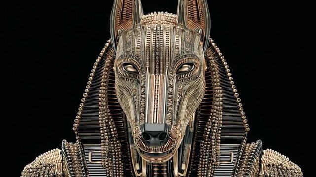 Ornate, golden-hued Anubis head