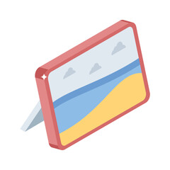 A premium isometric icon of classic painting frame piece
