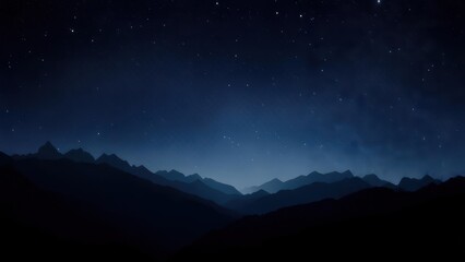 Night Sky Over Mountain Range Serene Silhouette Starry Panorama Dark Blue.