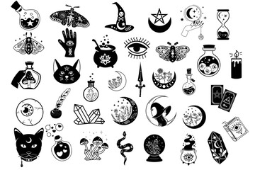 set mystical illustrations