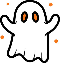 A minimalist and spooky ghost outline with orange dots for Halloween