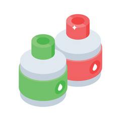 A captivating isometric icon of closed paint jars