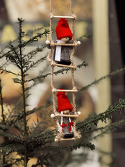 Mini Santa Claus ladder Christmas ornament