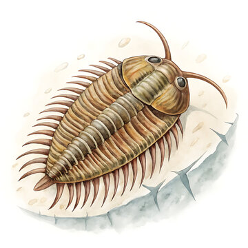 brown trilobite fossil watercolor painting clip art preview