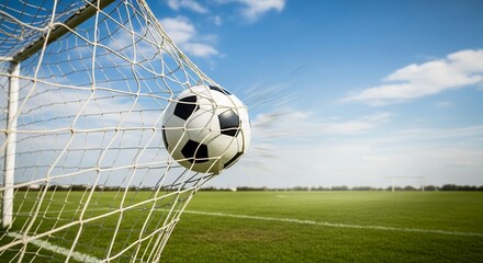 Goal! Soccer Ball Entering Net Dynamic Action Shot for Sports Marketing