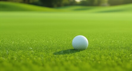 Golf Ball on Lush Green Fairway Perfect Shot Opportunity