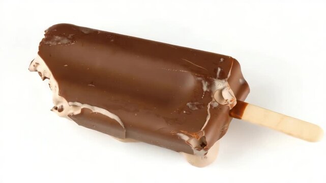 Chocolate ice cream bar with a bite taken out