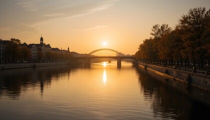 Naklejka premium Autumn Sunset Riverside