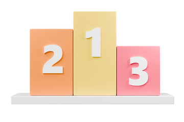 3d winner podium icon. award ceremony concept. Minimal cartoon podium with number 1 2 3 for ranking competition isolated on white background. 3d render.