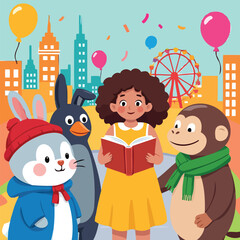 Boys race with scooters