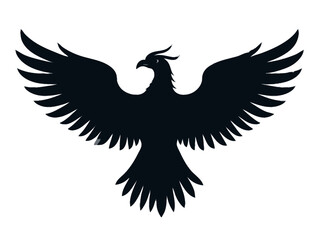 Fototapeta premium Black silhouette of an eagle flying with wings fully spread