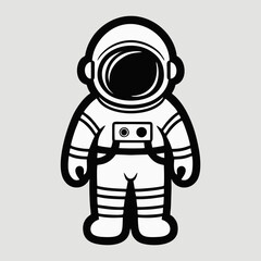 Iconic astronaut design representing the adventure of space exploration in a modern and simple style.