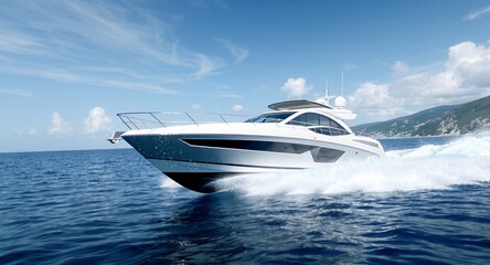 Fototapeta premium Luxury Motor Yacht Experience Unparalleled Speed and Style on the Open Water