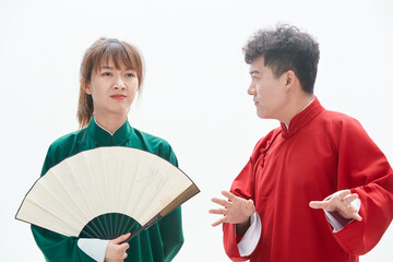 Obraz premium Chinese traditional folk art form, crosstalk performance art image