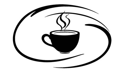 Obraz premium Simple vector icon of a coffee cup with steam and a heart design