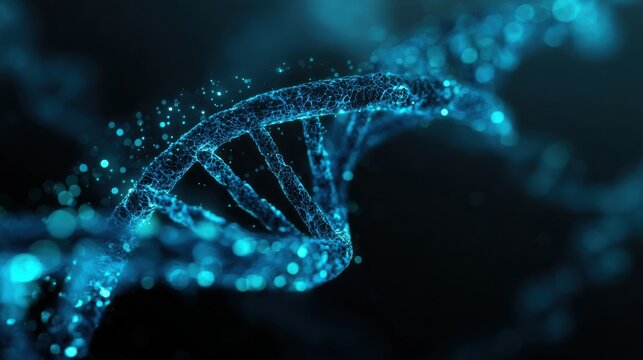 glowing blue dna strand science