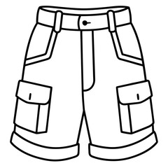 Clean Outline Cargo Shorts Vector Design